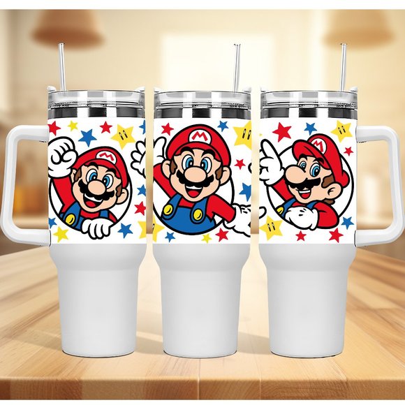 Custom made Nintendo Super Mario Bros Luigi Tumbler 40 oz tumbler with hand carr - Picture 10 of 10